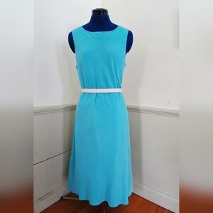 Vintage Chadwicks Aqua Sleeveless Midi Sheath Dress Silk